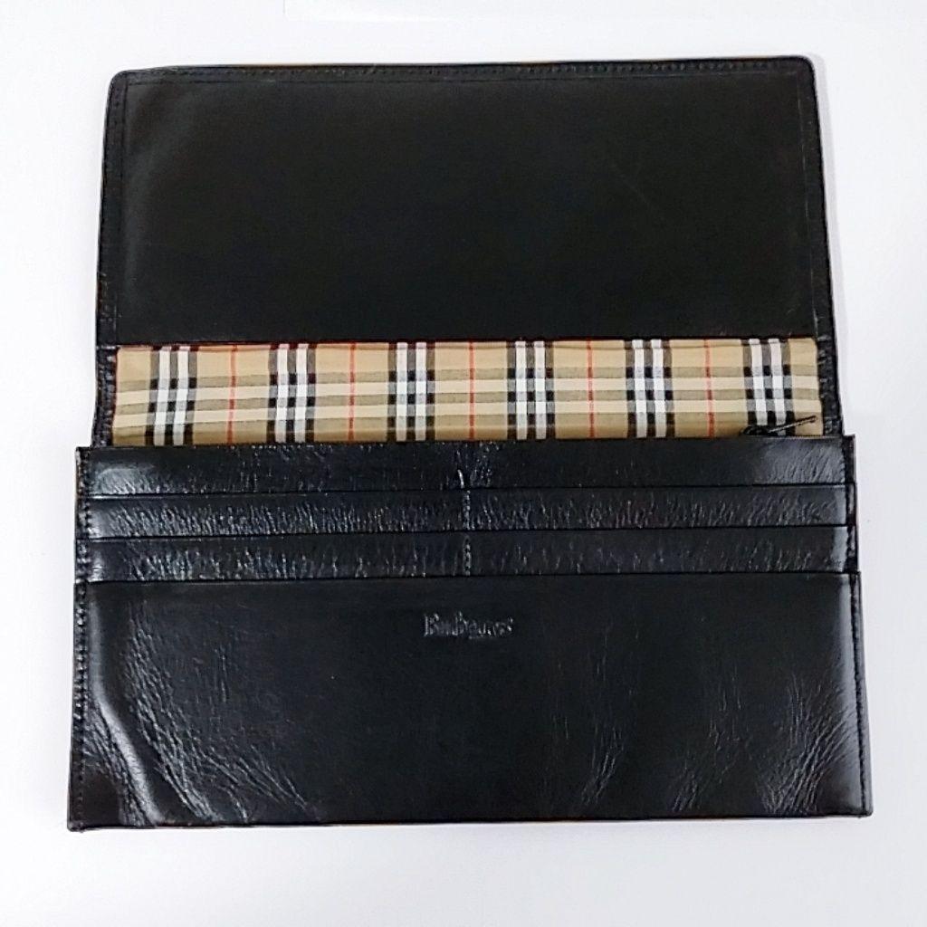 【超美品】BURBERRYS 長財布 ブラック 羊革 裏地ノバチェック