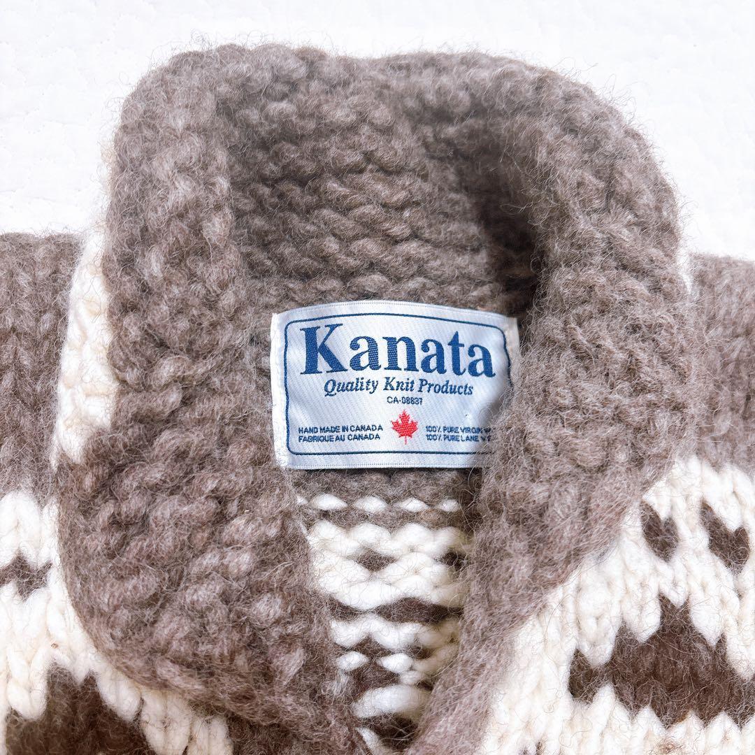 【美品】Kanata カナタ　カウチンニット　カーディガン　トナカイ