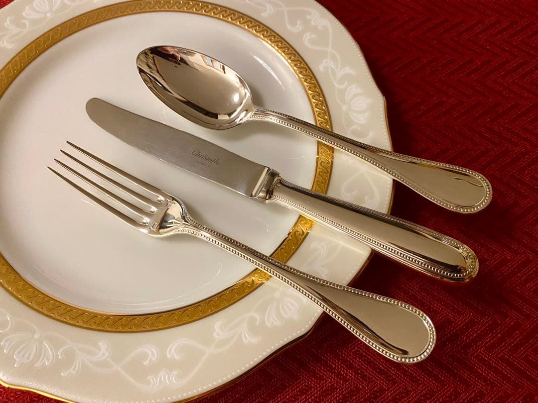 【ラス1☆希少な極美品☆】クリストフル パール デザートサイズカトラリーセット