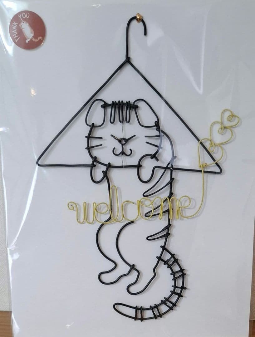 ワイヤーアート　ワイヤークラフト　ハンガー猫　inutade