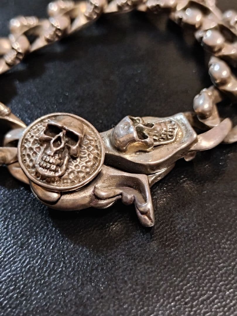 SILVER925 スカルブレスレット クリップタイプシルバー925　骸骨
