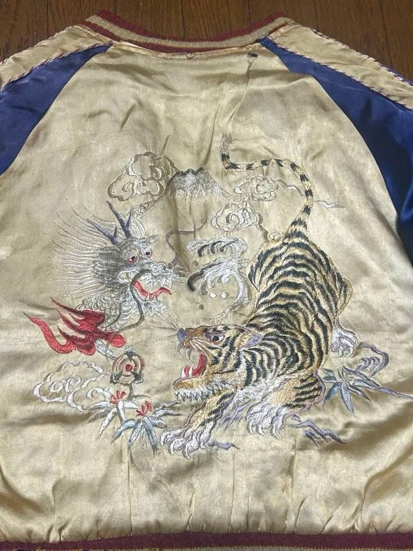 スカジャン vintage 50s 初期　両A面　虎　龍　鷹 TTSジッパー