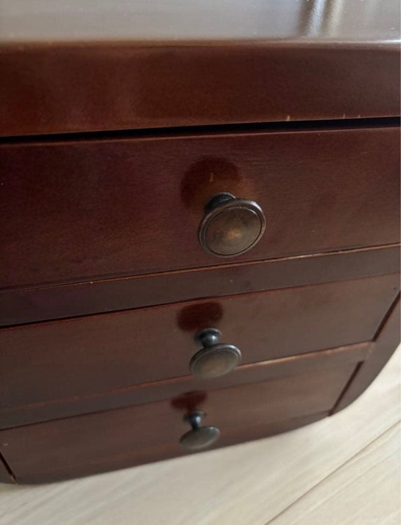 木製　小物収納 3段引き出し ブラウン　アンティーク　ヴィンテージ家具　小物入れ