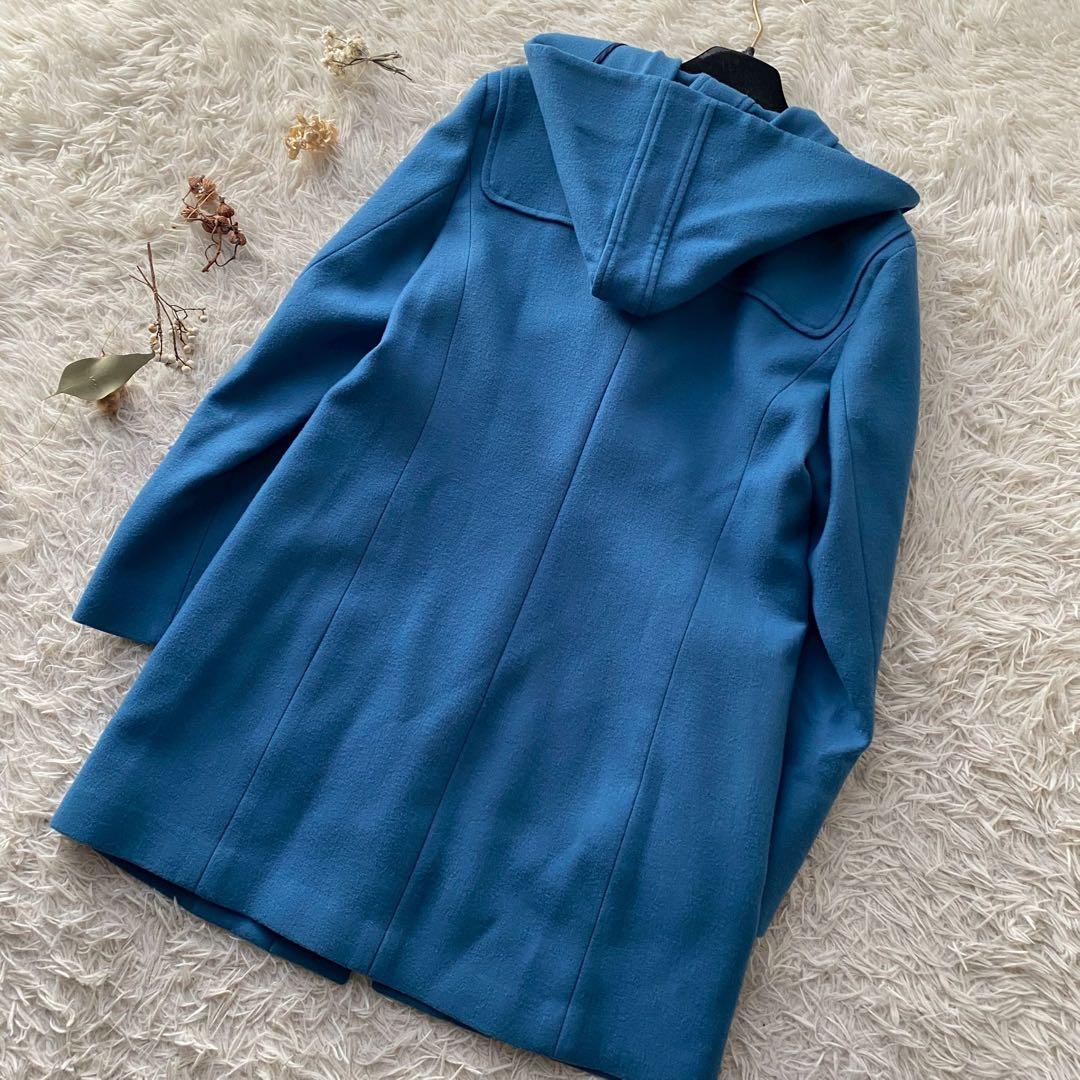 ダーマコレクション●美品●ウール100% ロングダッフルコート 牛革トグル釦 M