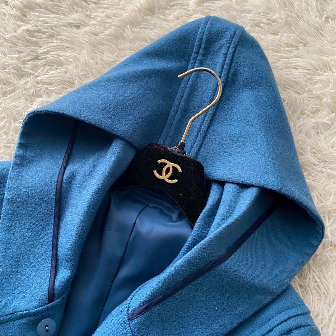 ダーマコレクション●美品●ウール100% ロングダッフルコート 牛革トグル釦 M