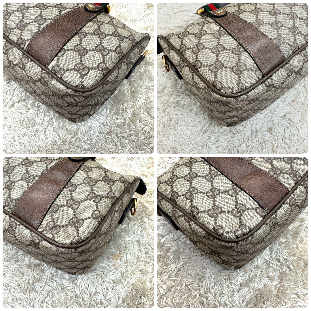 【美品】グッチ ミニボストンバッグ ベージュ スプリーム シェリーライン