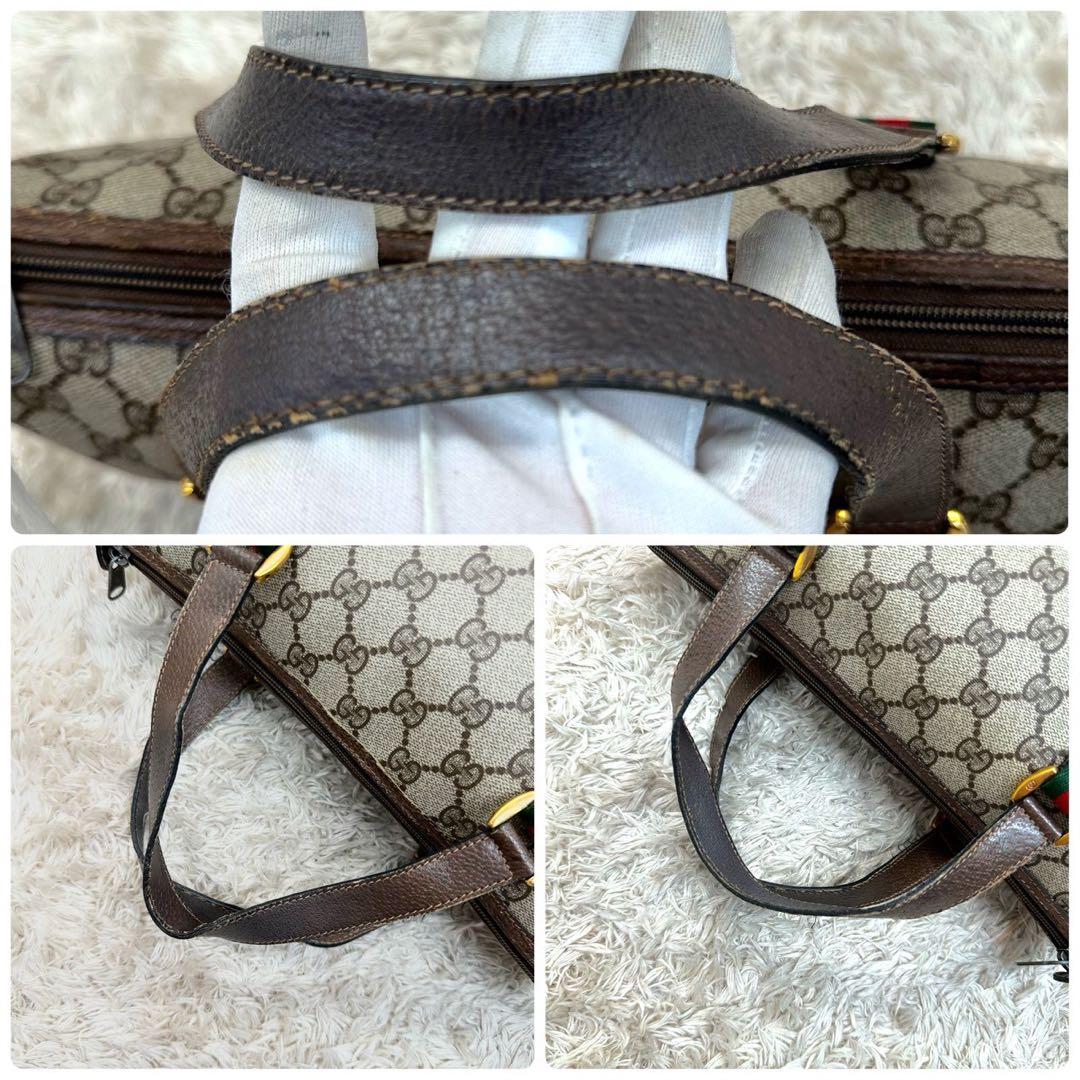 【美品】グッチ ミニボストンバッグ ベージュ スプリーム シェリーライン