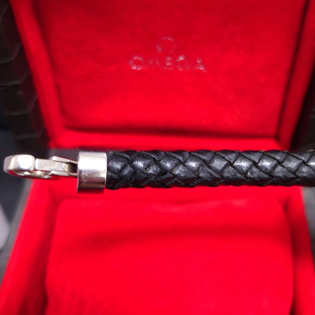 OMEGA イントレチャート 編み込み レザー ブレスレット Мサイズ