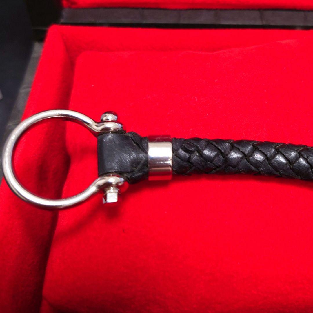 OMEGA イントレチャート 編み込み レザー ブレスレット Мサイズ