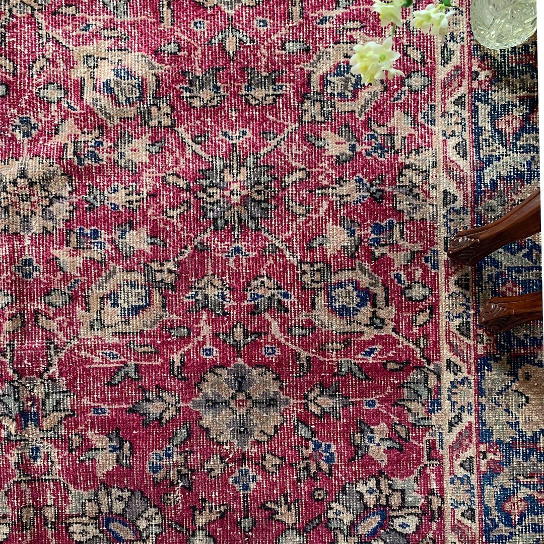 超大判　トルコヴィンテージラグ　チェリーピンク　255×134 トルコラグ
