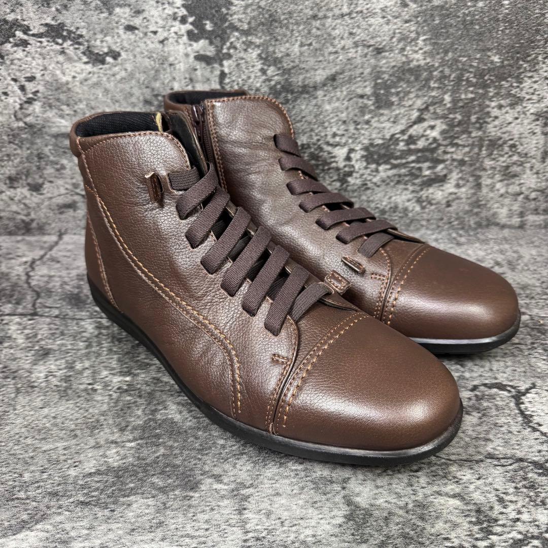 【新品未使用】アキレスソルボ サイドジップ ハイカット レザー 25.5cm