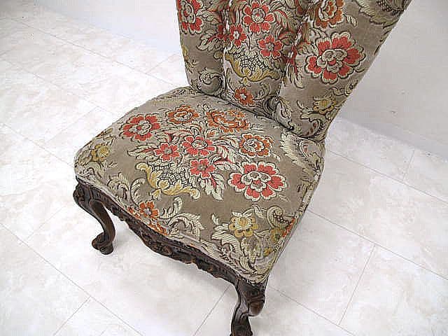 美品　イタリア製 ロココ様式金華山チェア 　彫刻 猫脚 鋲打ち ダイニングチェア