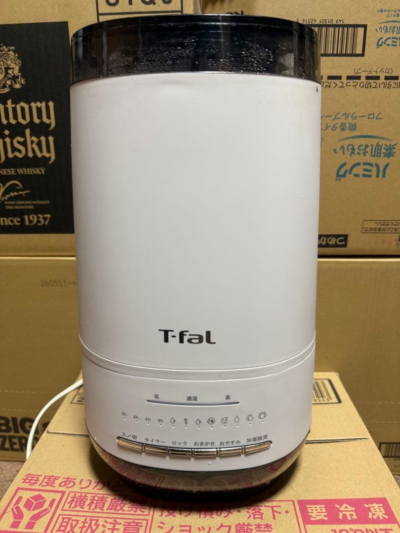 中古品。T-fal　加熱超音波式加湿器　スチームアンドミスト　4L　ホワイト