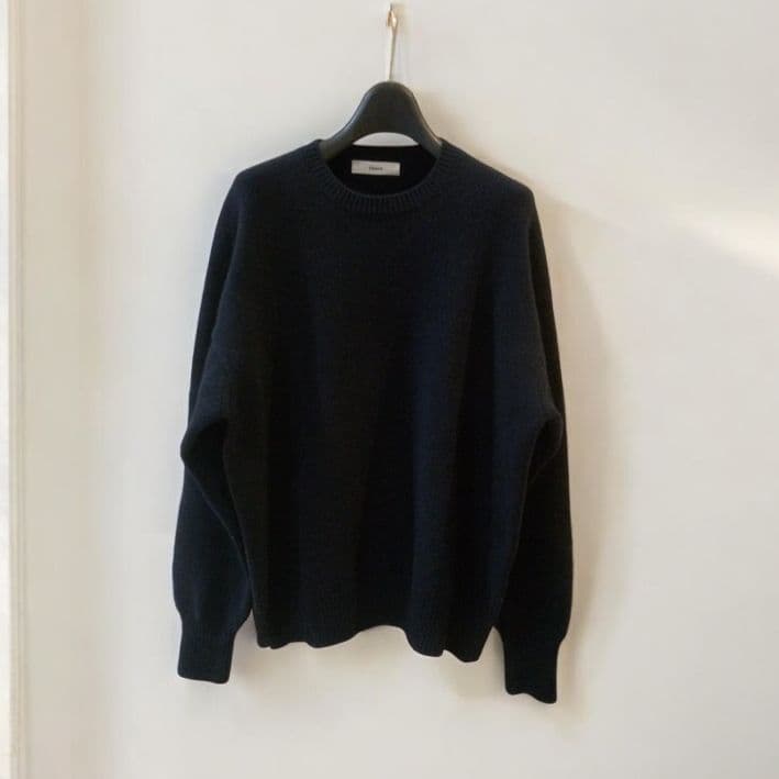 ebure エブール 紺 カシミヤ混ウールクルーネックセーター 38