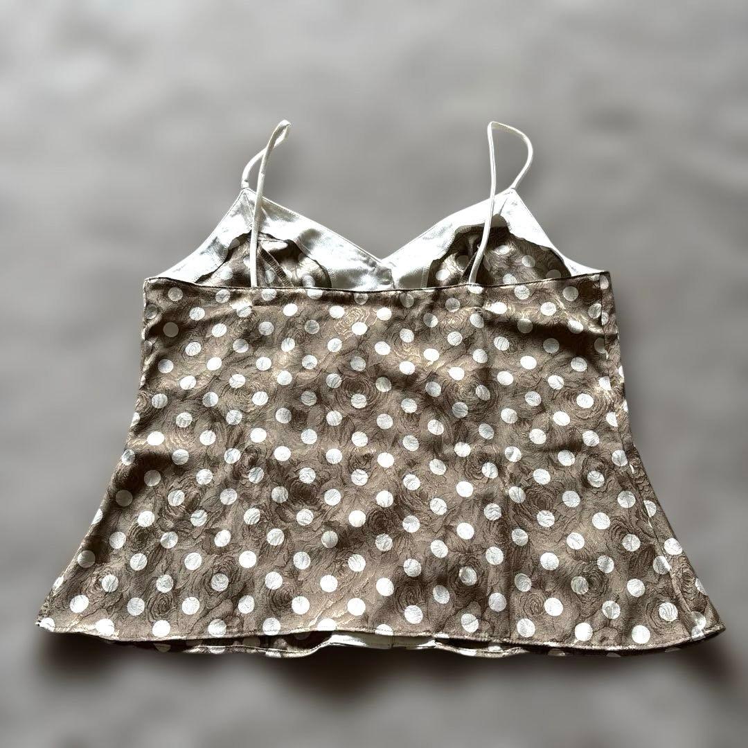 希少 美品 クリスチャンディオール ドット柄ゴールドキャミソール