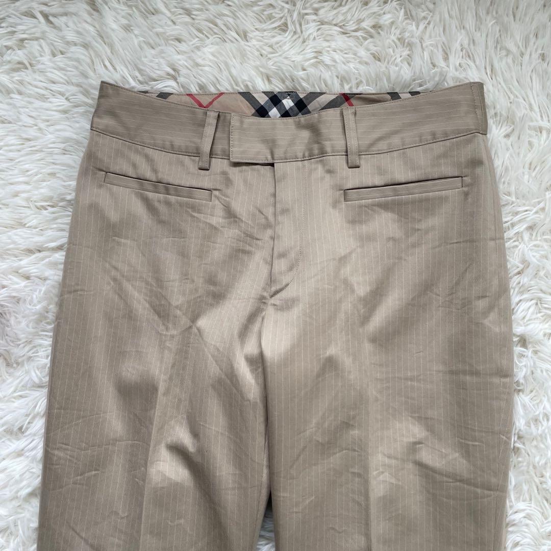 バーバリーロンドン ベージュストライプシングル2Bパンツスーツノバチェック