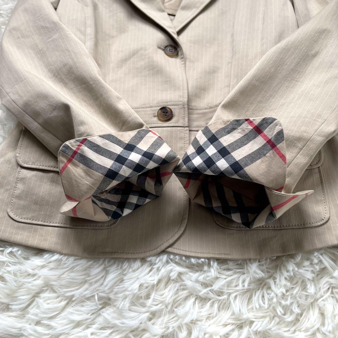 バーバリーロンドン ベージュストライプシングル2Bパンツスーツノバチェック