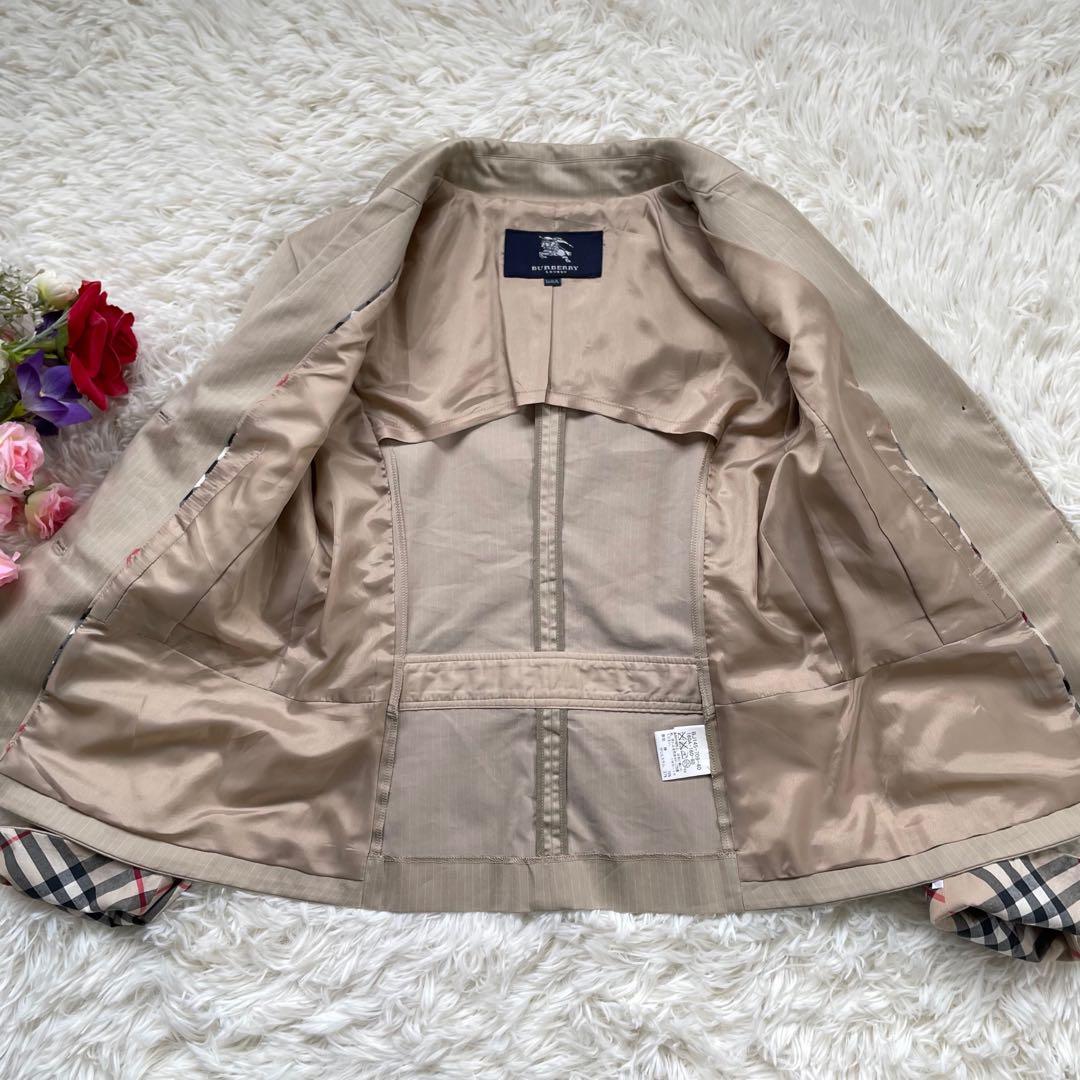 バーバリーロンドン ベージュストライプシングル2Bパンツスーツノバチェック