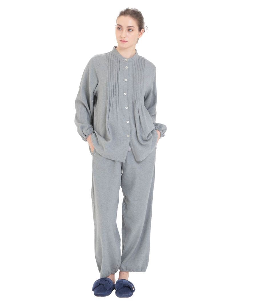 NARUE コットンフランネル無地ピンタックパジャマ M-L