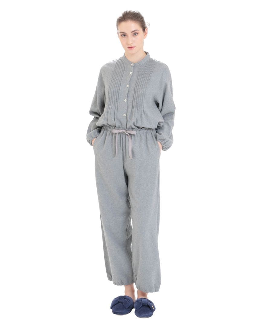 NARUE コットンフランネル無地ピンタックパジャマ M-L