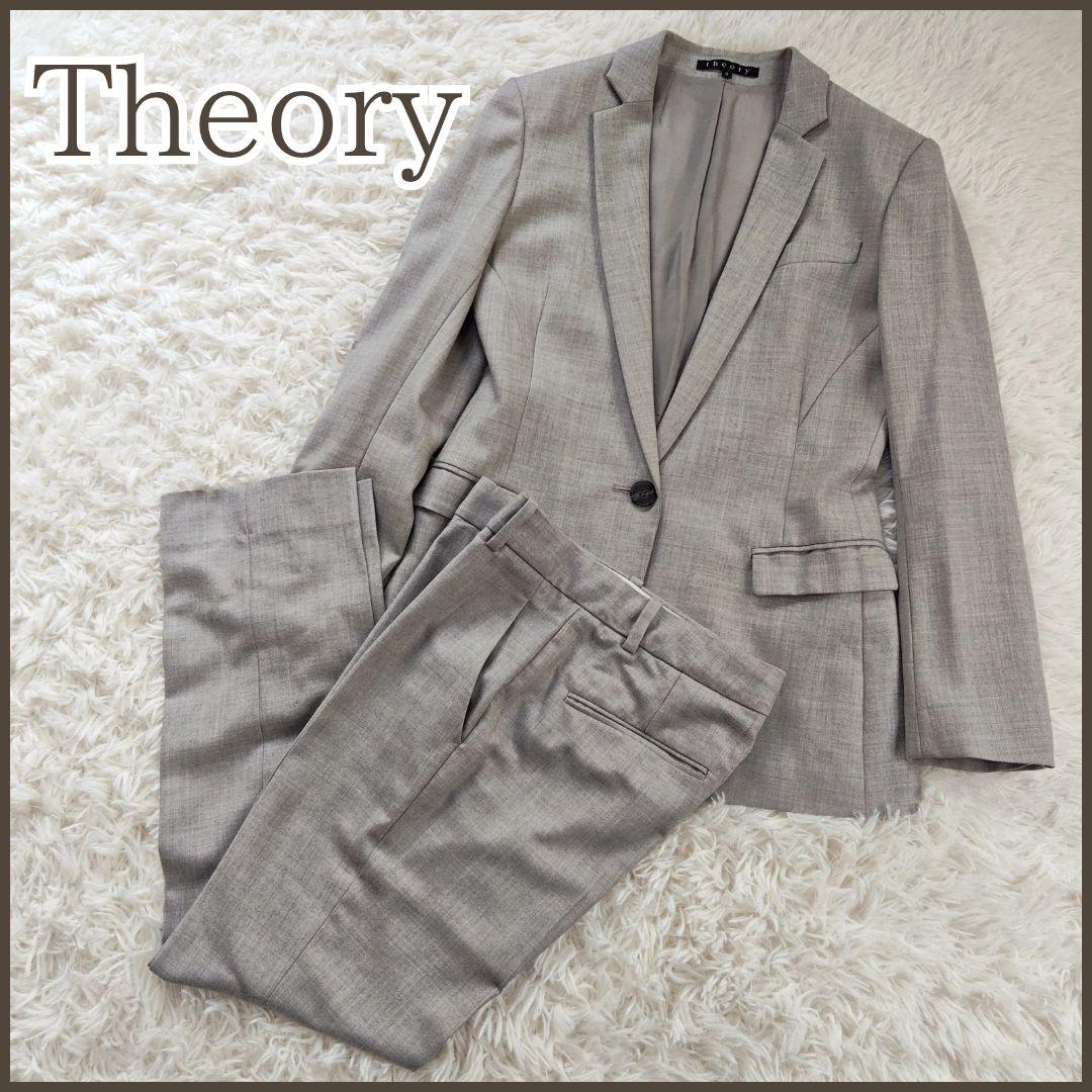 セオリー　パンツスーツ　セットアップ　ビジネス　フォーマル　グレー　1つボタン