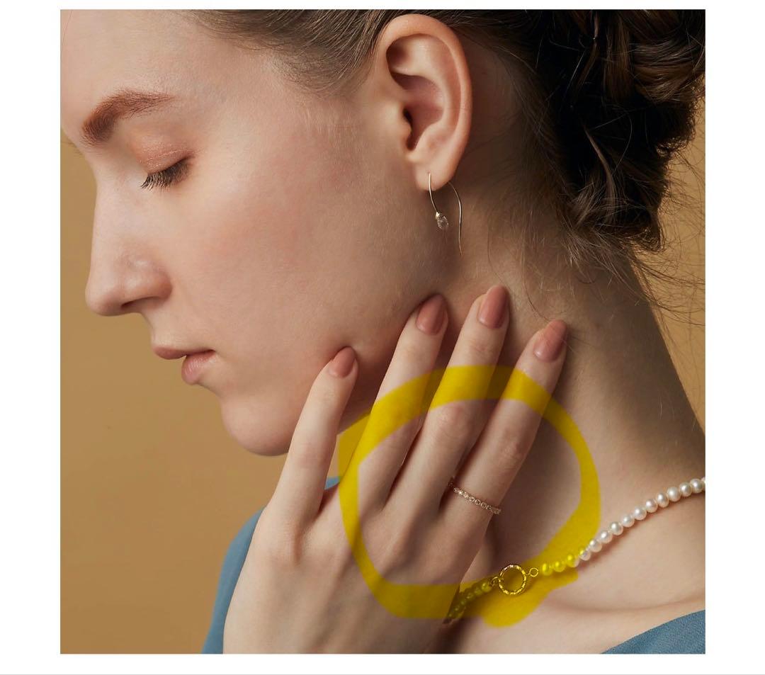 美品★アガット K10 フリルリング 9号 ダイヤモンド ハーフエタニティ