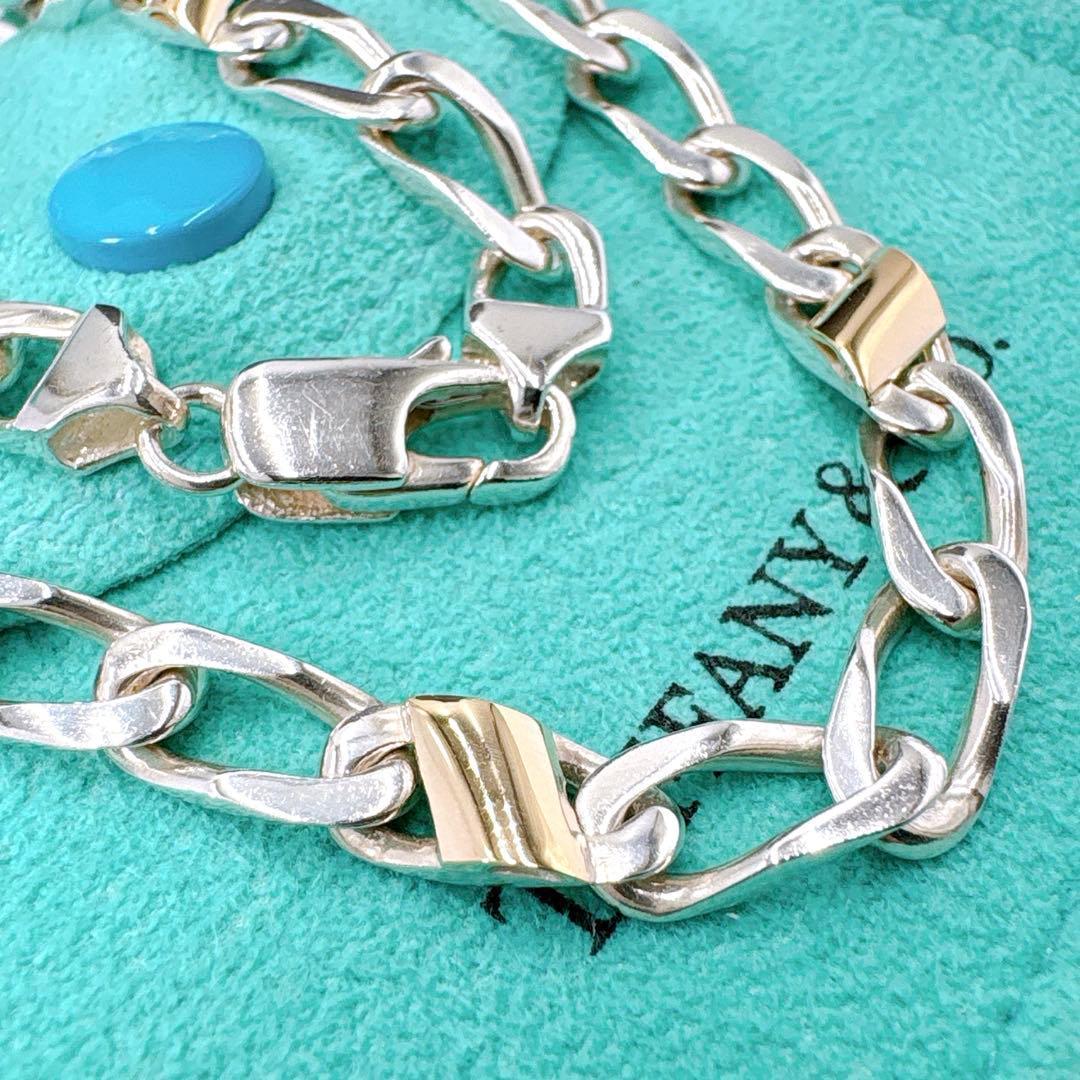 極美品 オールドティファニー フィガロ リンク ネックレス シルバー k18