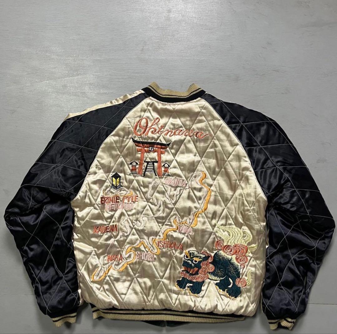 TAILOR 東洋 別珍スカジャン ベロア　沖縄　刺繍 龍 富士山 スーベニア