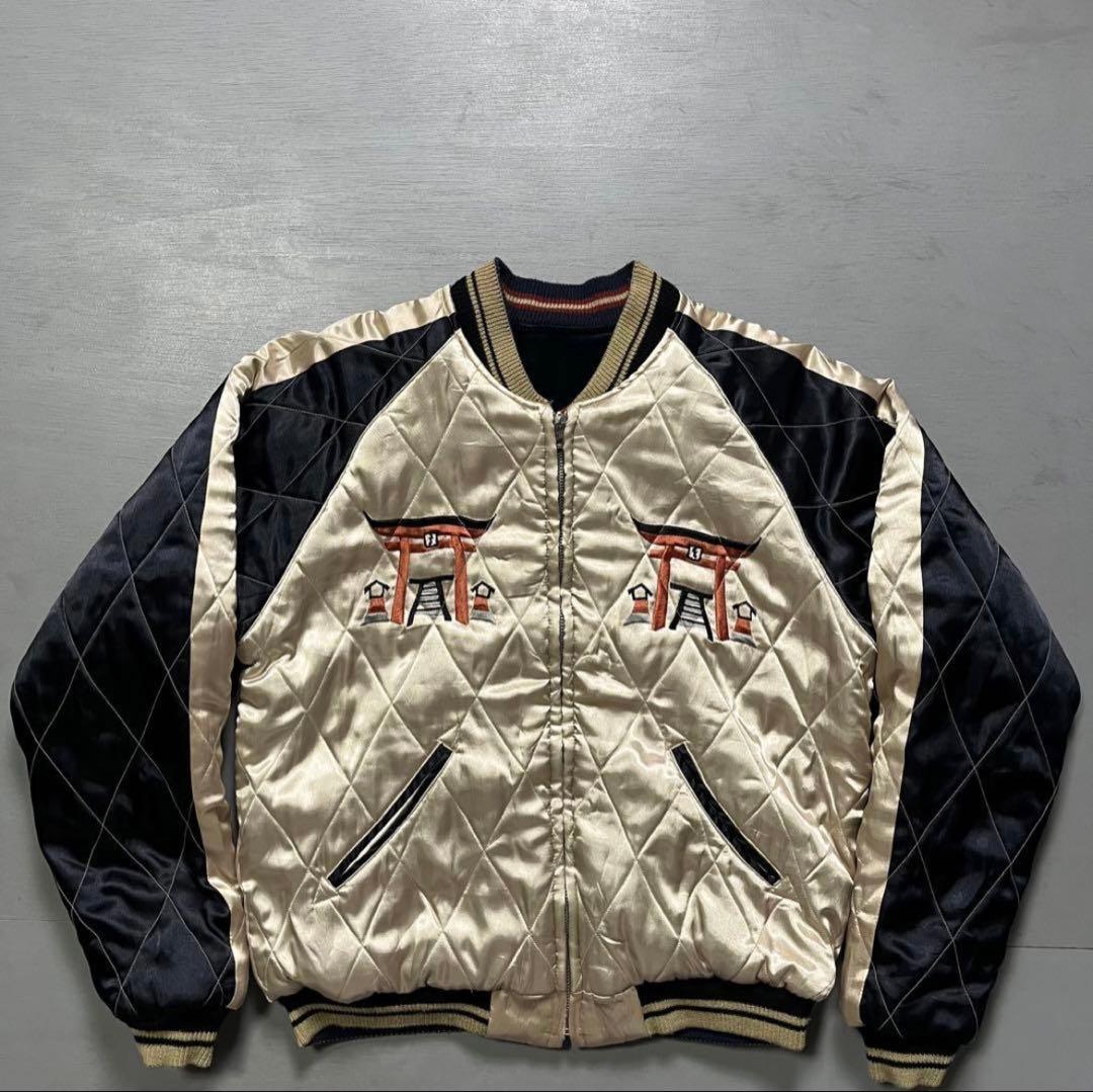 TAILOR 東洋 別珍スカジャン ベロア　沖縄　刺繍 龍 富士山 スーベニア