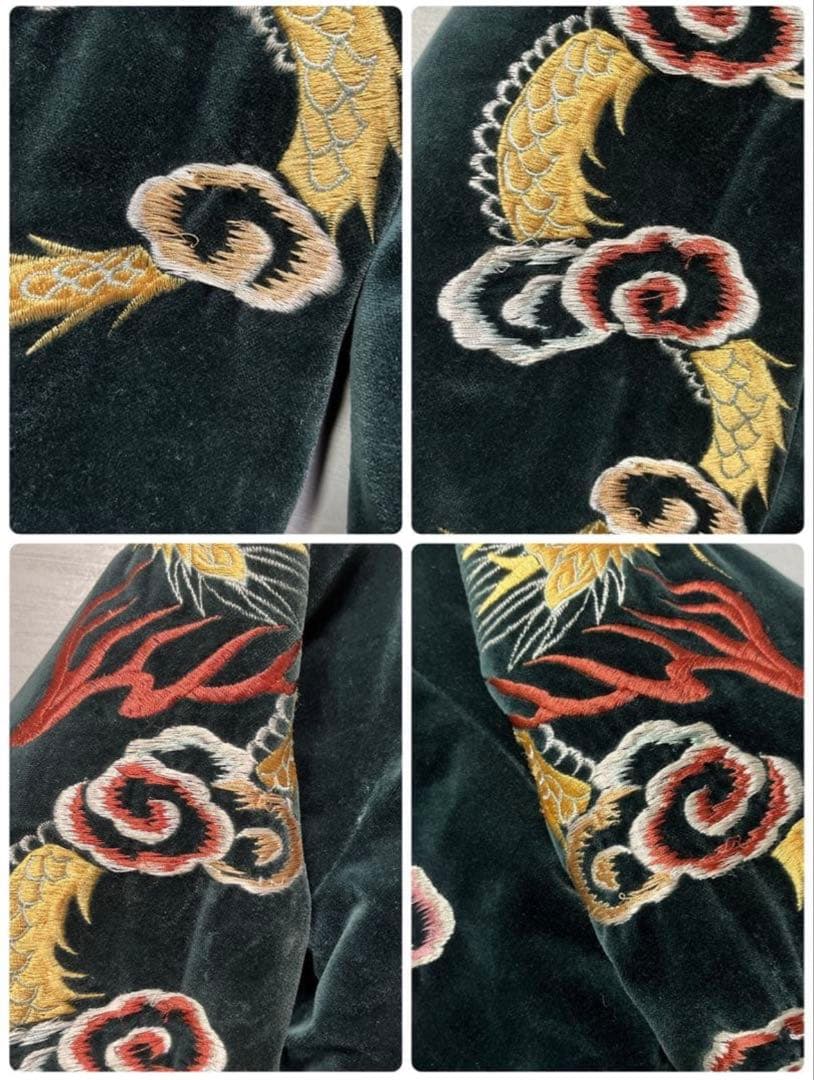 TAILOR 東洋 別珍スカジャン ベロア　沖縄　刺繍 龍 富士山 スーベニア