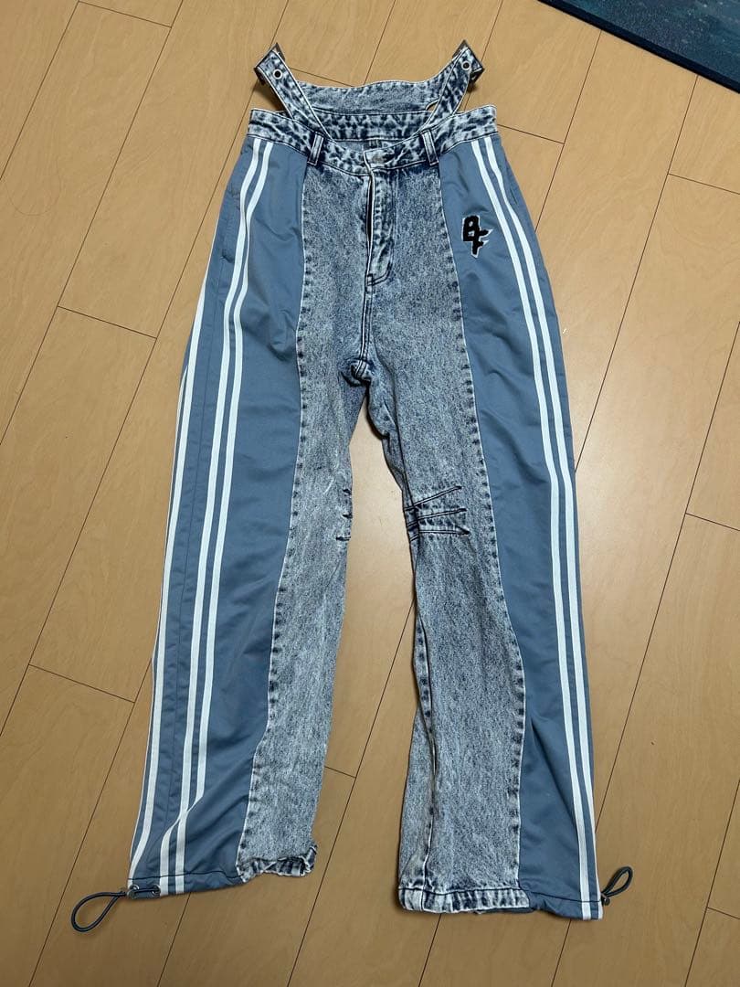 BEFTEY 切り替えジャージーデニムパンツ（ブルーブルー）