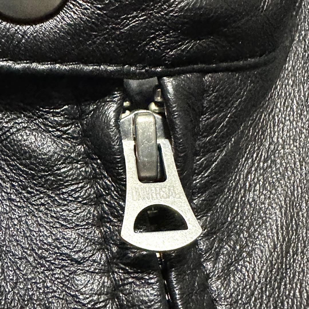 美品 希少L ナノユニバース ラムレザー シングルライダースジャケット 羊革 黒