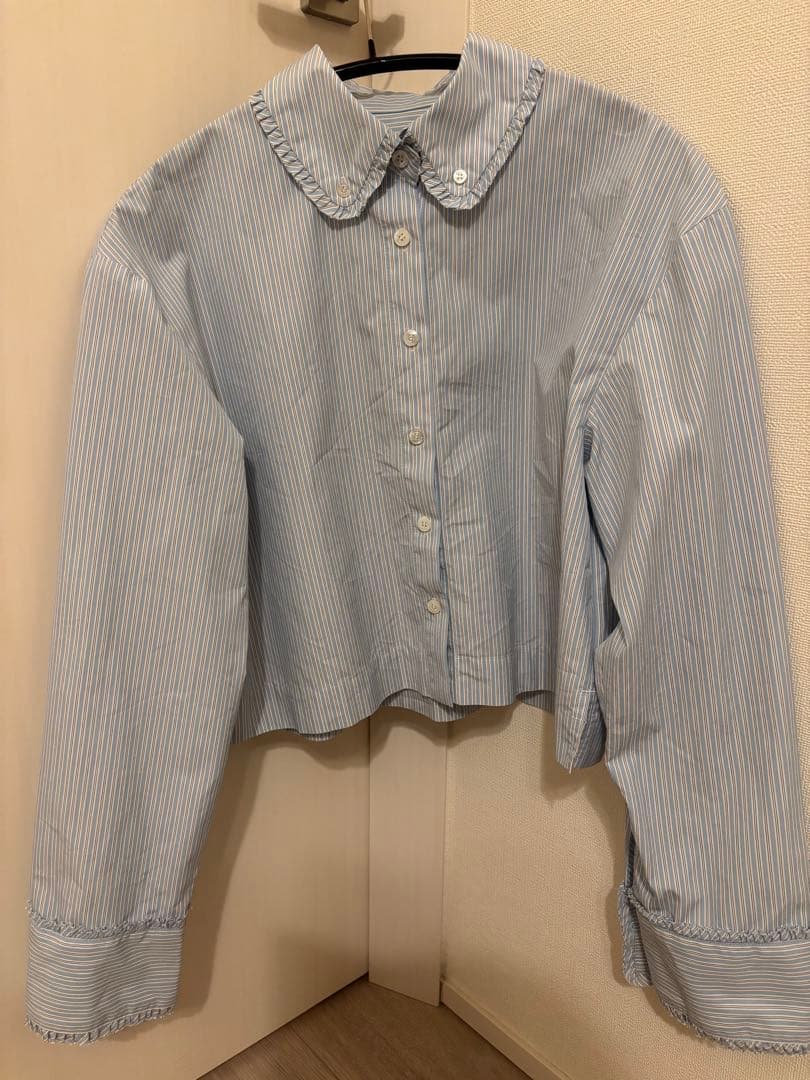yori★2025ss フリルストライプシャツ36