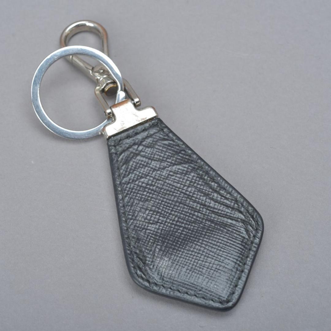 プラダ PRADA サフィアーノレザー 三角プレート 箱付 キーリング ブラック