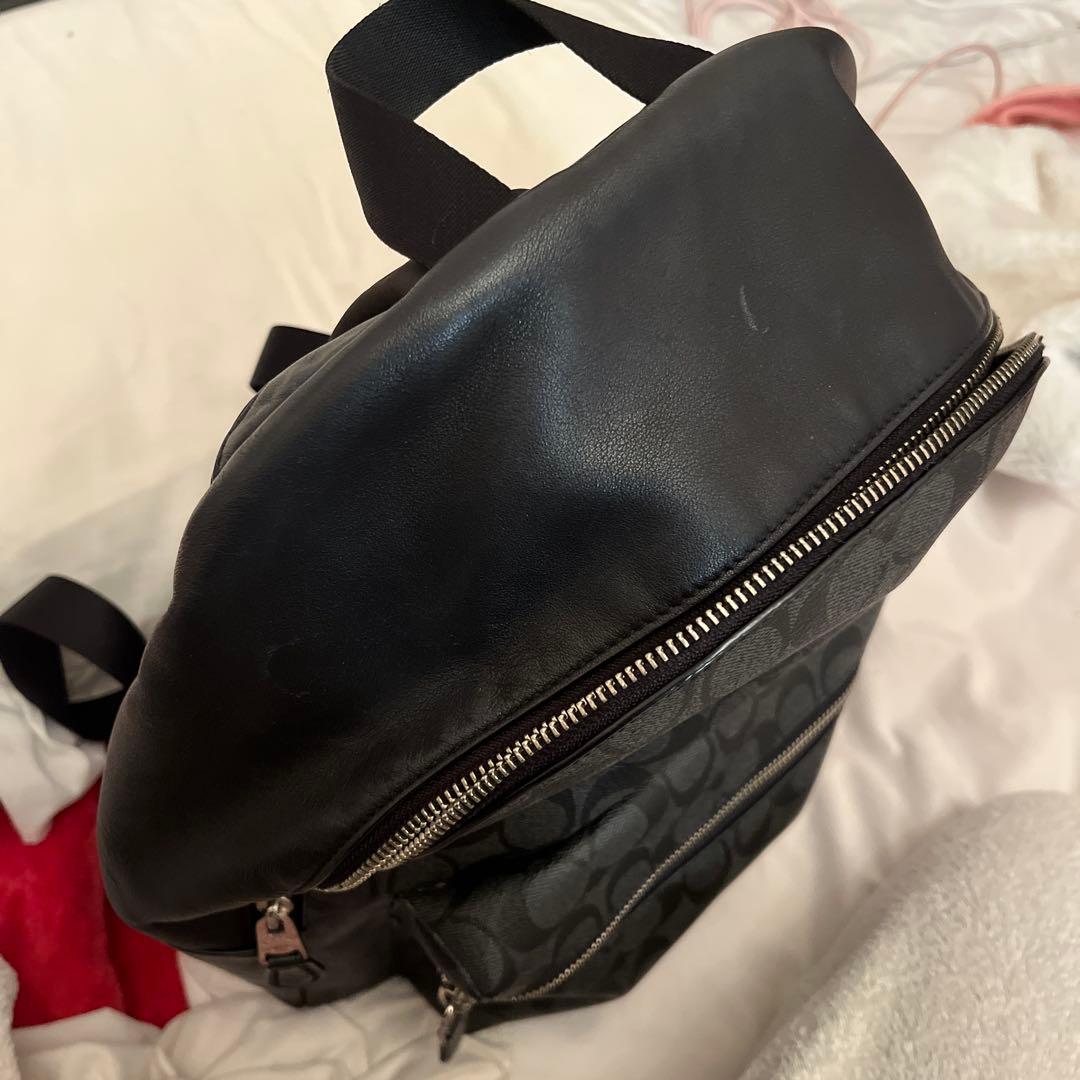【 COACH 】美品 リュックサック A4シグネチャー ブラックスモーク 地雷