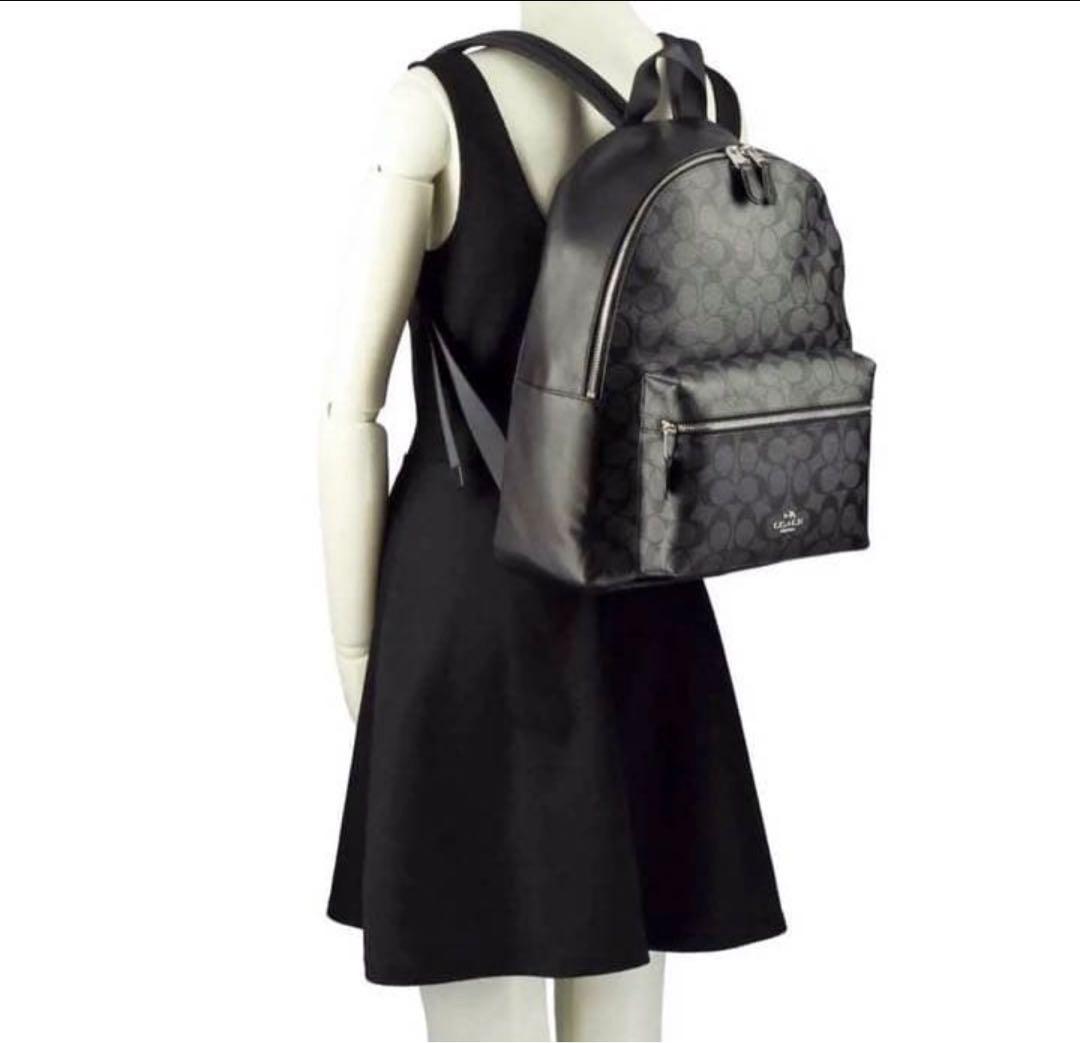 【 COACH 】美品 リュックサック A4シグネチャー ブラックスモーク 地雷