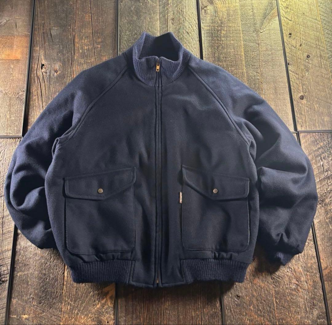 90s アシックス期　メルトンウール　A2ボンバージャケットラグランXL.