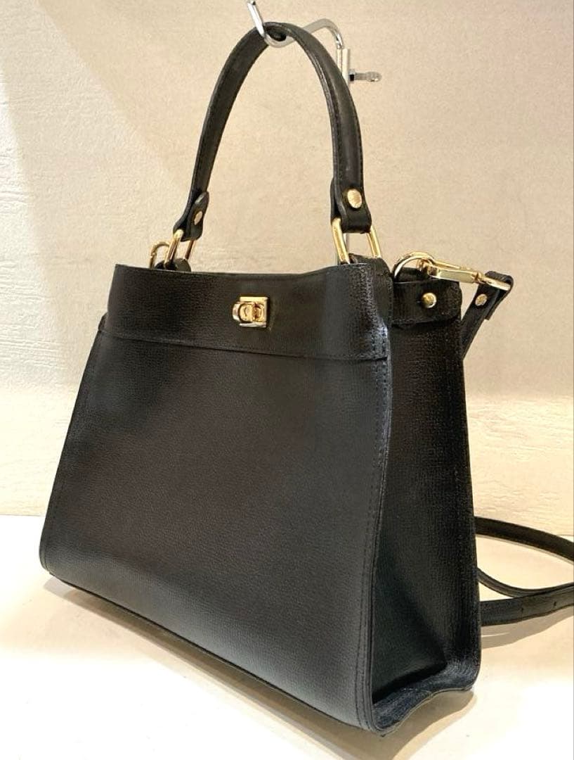 【美品】GIANNI NOTARO パネルスクエアバッグ 2way 黒