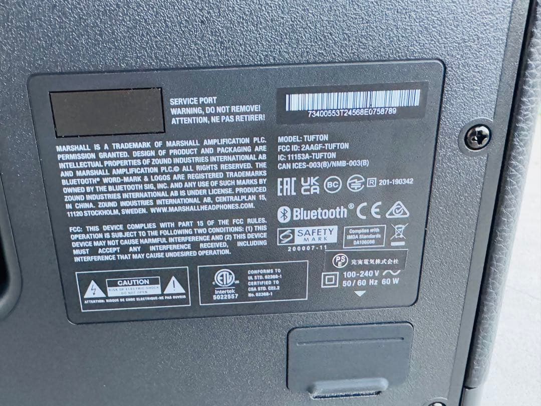 美品➖ Marshall TUFTON 正規品 動作良好 マーシャル