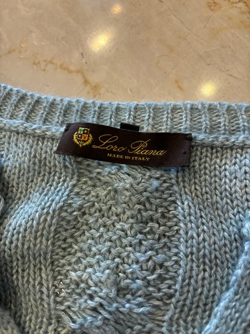 lolopianaライトブルー麻27%シルク27%カシミヤ45%長袖セーター