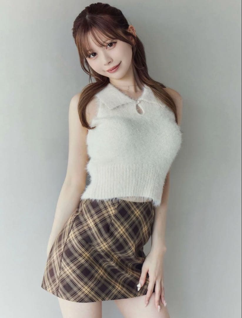 EATME シャツカラーアンサンブルニットTOP ホワイト