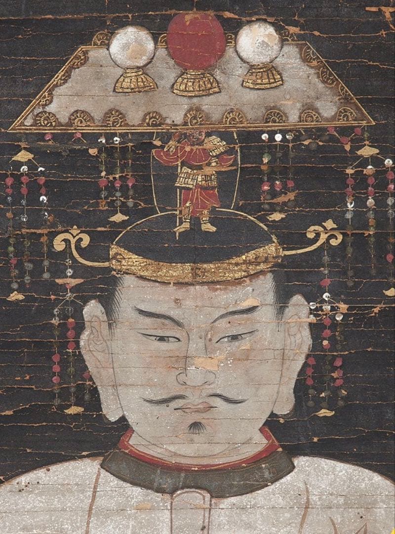 中国 仏像 残欠 宝冠 宝珠 緑ガラス 仏教美術 発掘 出土 骨董 古美術