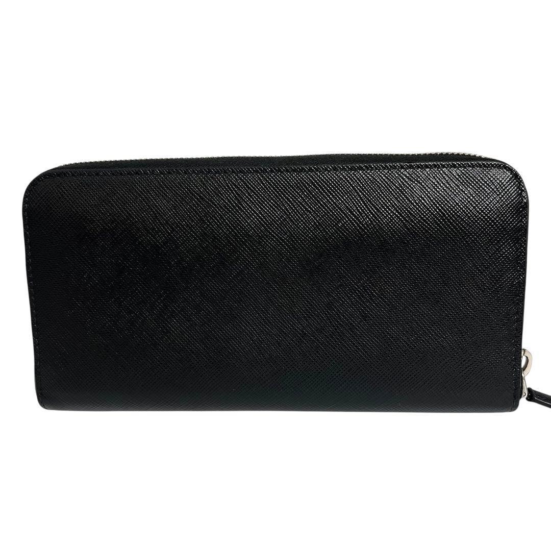 希少✨プラダ 長財布 ラウンドファスナー ロゴ金具 サフィアーノ ブラック 黒