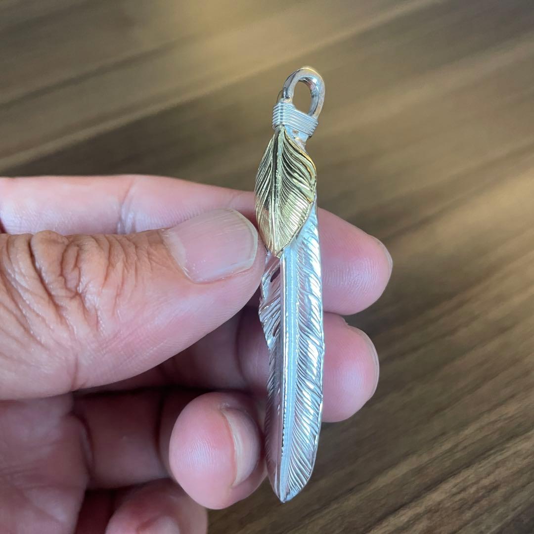 上金 右 フェザー ネックレス トップ ハート ハンドメイド ノーブランド