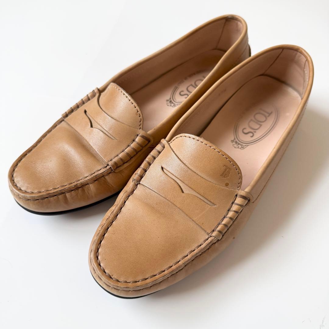 TODS ローファー　ドライビング　レザー ライトブラウン 24.5
