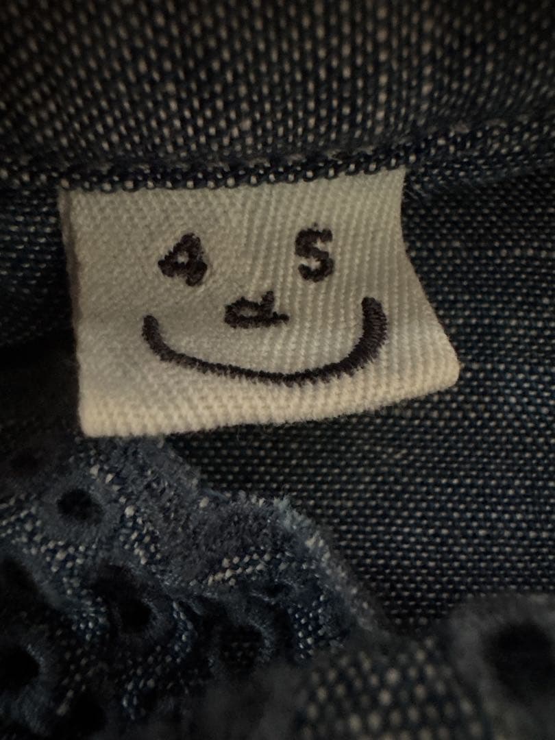 45R 綿麻瑠璃ダンガリーのカットワークフリルシャツ（重）　サイズ2