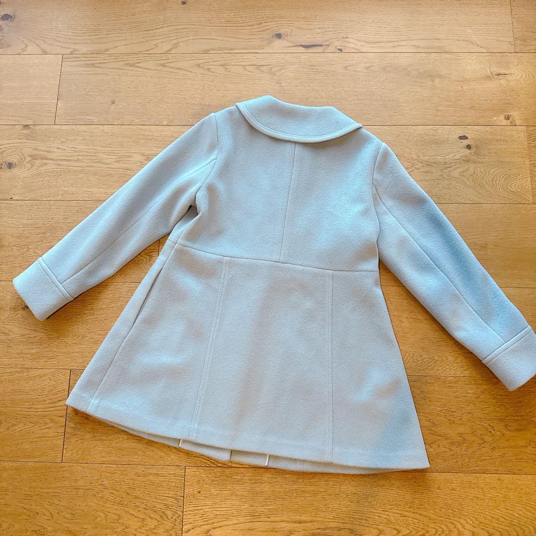 新品 組曲 ウールコート 150-160 ライトグレー系　7449