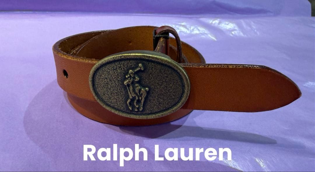 ❤️ラルフローレン❤️ポニーロゴ バックル レザーベルト❤️ゴールド金具❤️