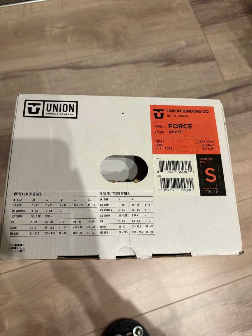 UNION フォース ビンディング ホワイト Sサイズ