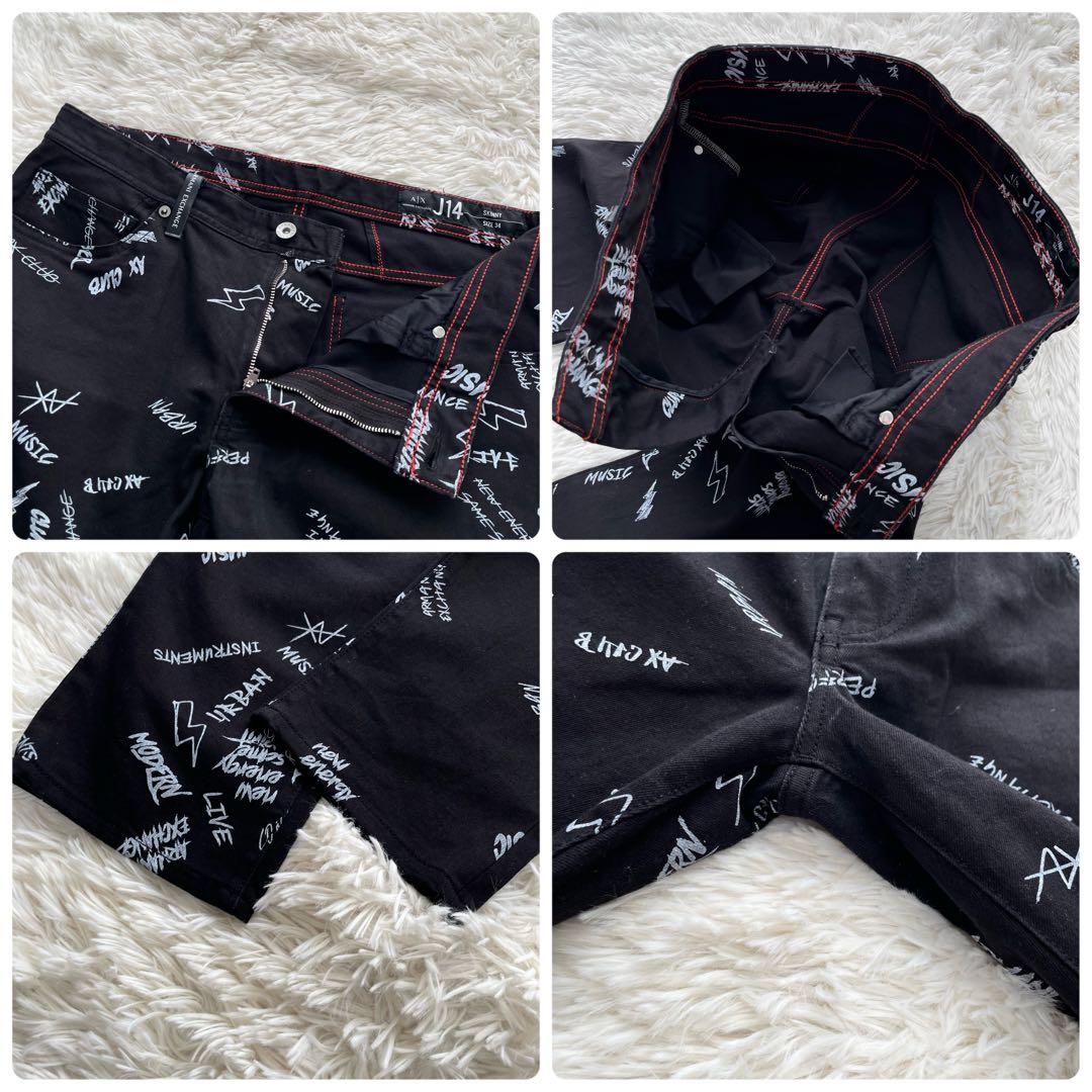 極美品✨アルマーニエクスチェンジ　デニムパンツ　ストレッチ　イーグル　黒　XL